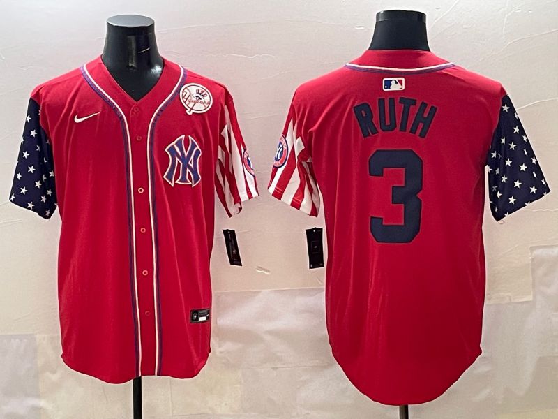 Men New York Yankees #3 Ruth Red a generation of national flags Jointly Name 2025 Nike MLB Jersey style 7->new york yankees->MLB Jersey
